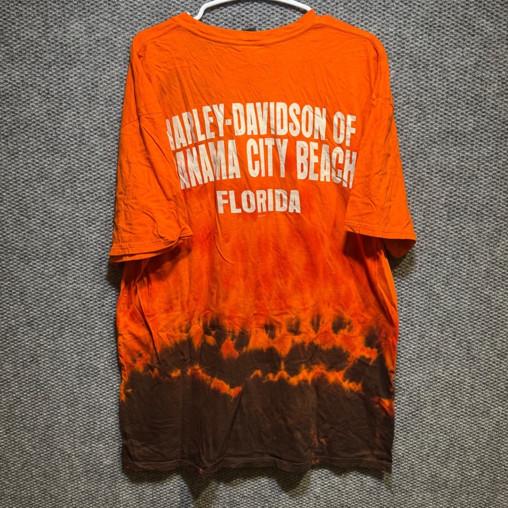 Harley Davidson Panama City Beach Florida Tie Dye Graphic T-Shirt Mens XL Orange